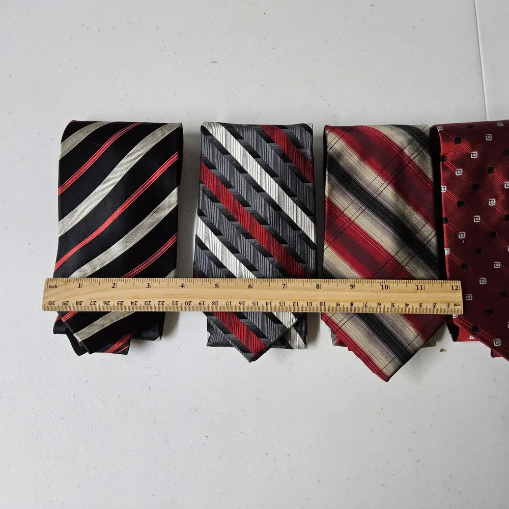 Jos A Bank Perry Ellis Pierre Cardin Ties Mens OS Red Black Striped Silk 4pc Lot